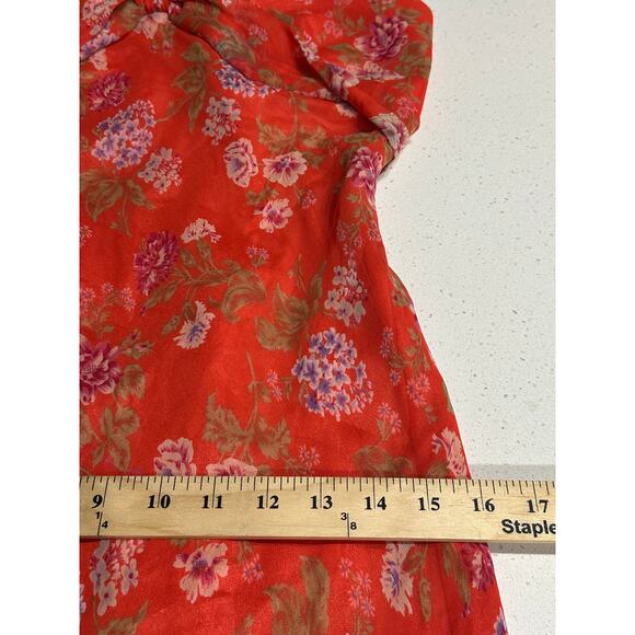 David Warren Dress NWT Halter Midi Silk Red Floral Lined Cruise Resort Party 12 - Picture 8 of 14
